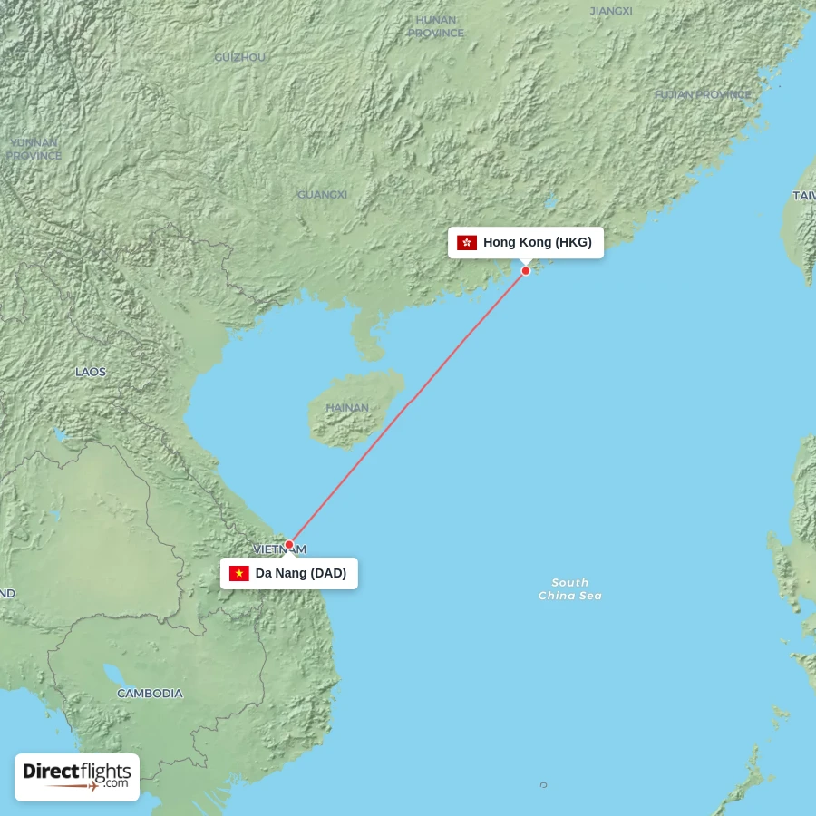 DAD - HKG route map