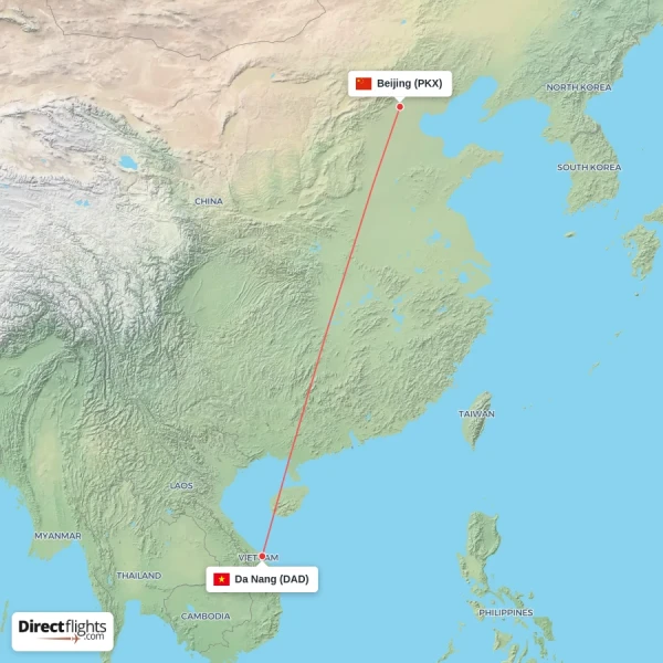 Da Nang - Beijing direct flight map