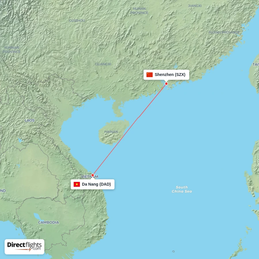 DAD - SZX route map