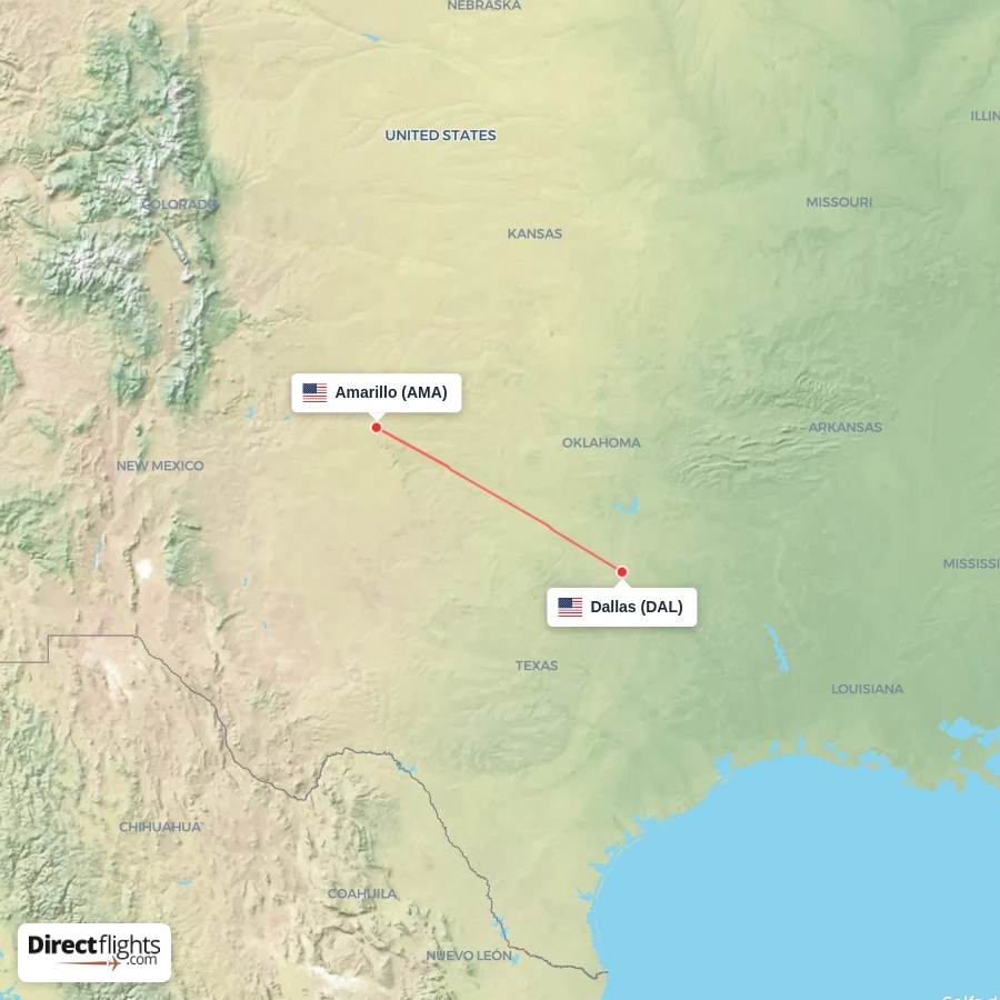 DAL - AMA route map