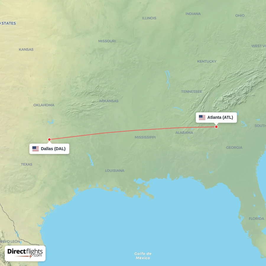 DAL - ATL route map