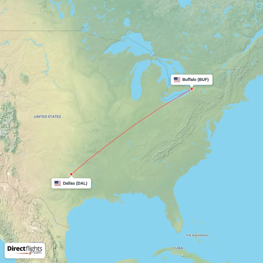DAL - BUF route map