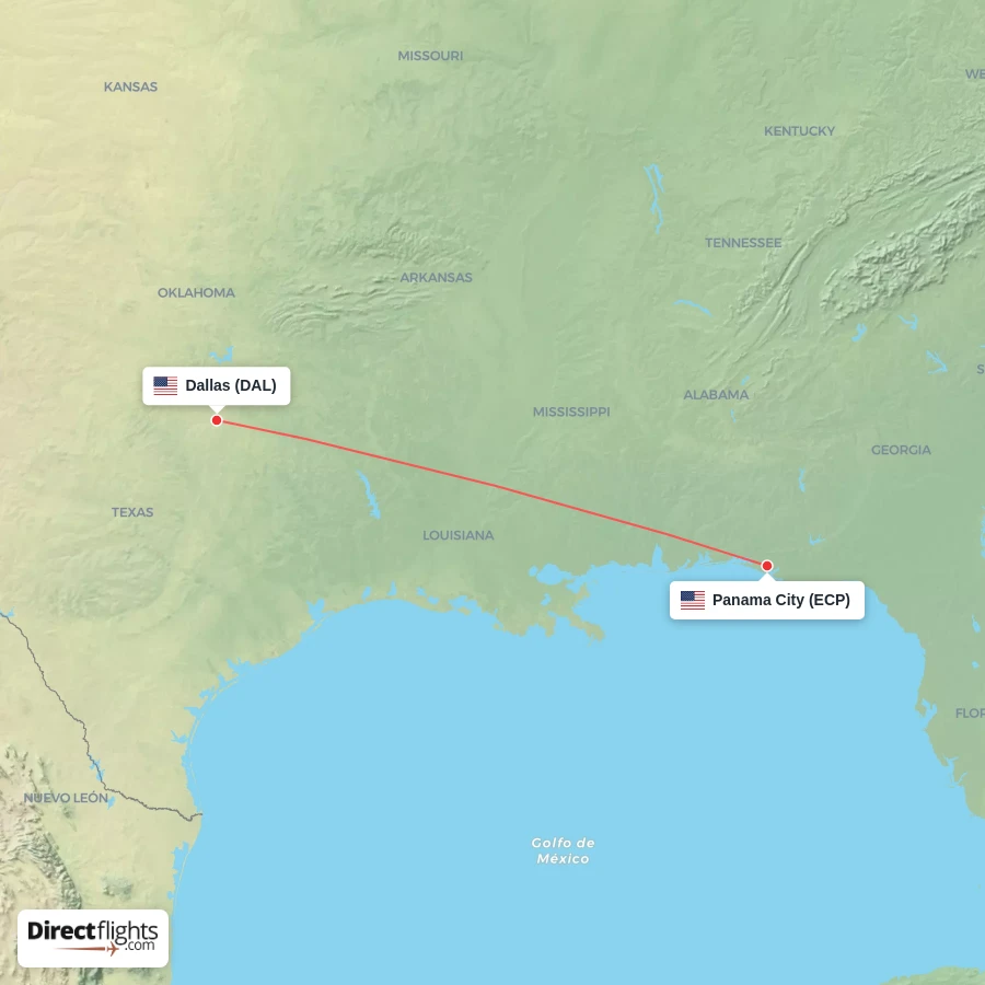 DAL - ECP route map