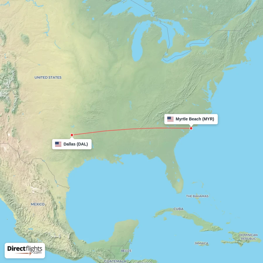DAL - MYR route map
