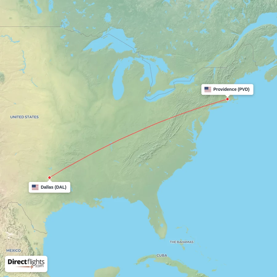 DAL - PVD route map
