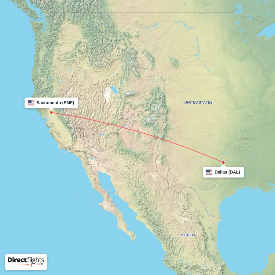 DAL - SMF route map