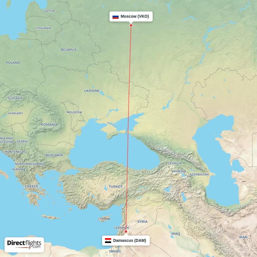DAM - VKO route map