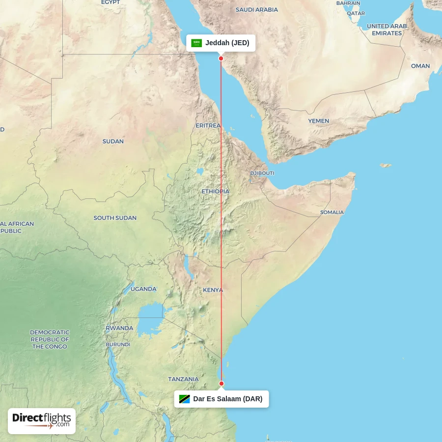 DAR - JED route map