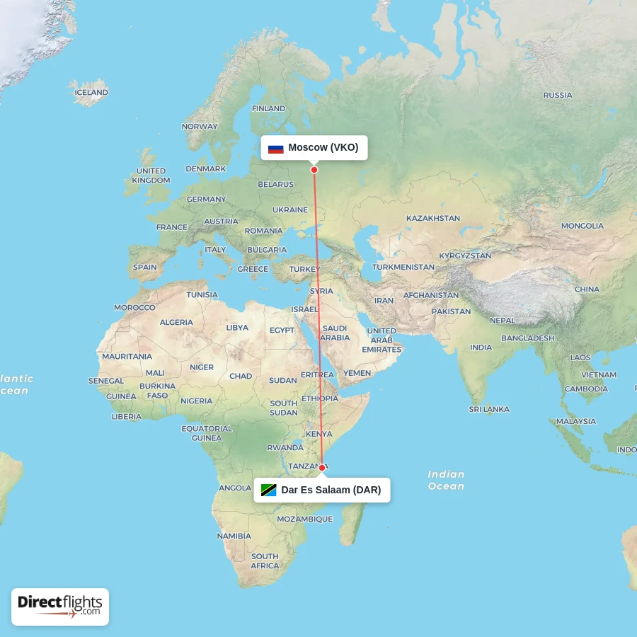 DAR - VKO route map
