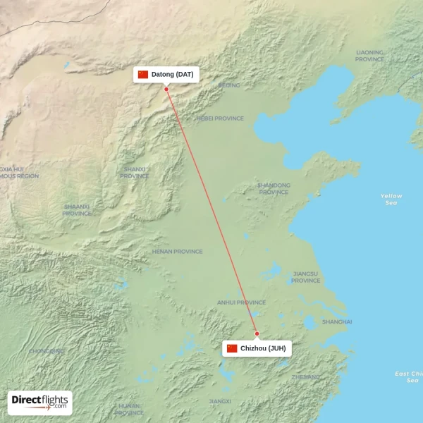 Datong - Chizhou direct flight map