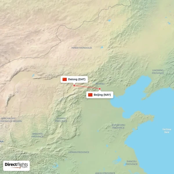 Datong - Beijing direct flight map