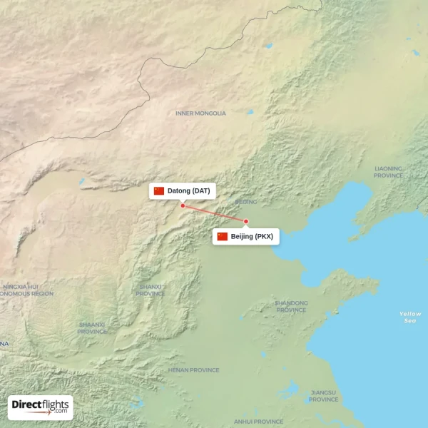 Datong - Beijing direct flight map