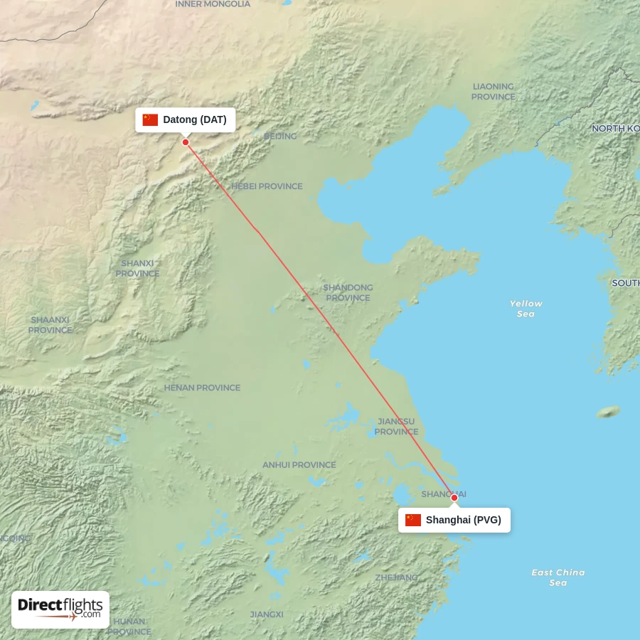 DAT - PVG route map
