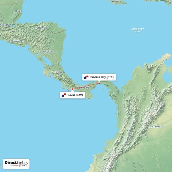David - Panama City direct flight map