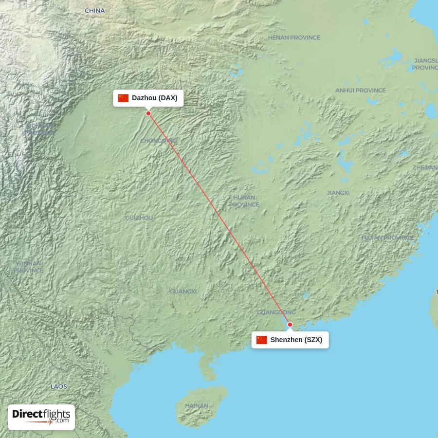 DAX - SZX route map