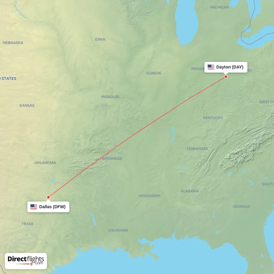 DAY - DFW route map