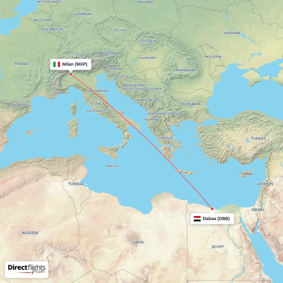 DBB - MXP route map