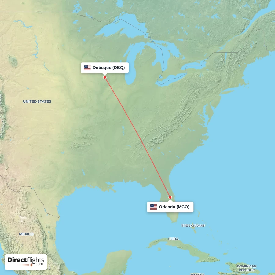 DBQ - MCO route map