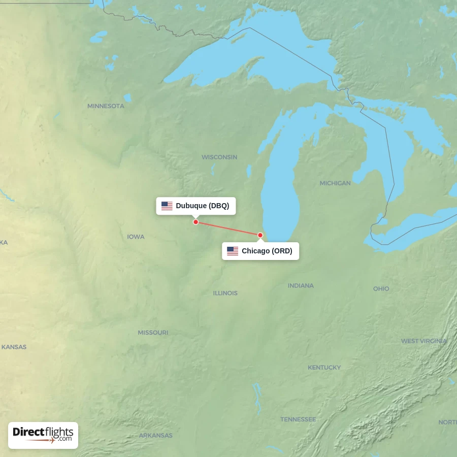 DBQ - ORD route map