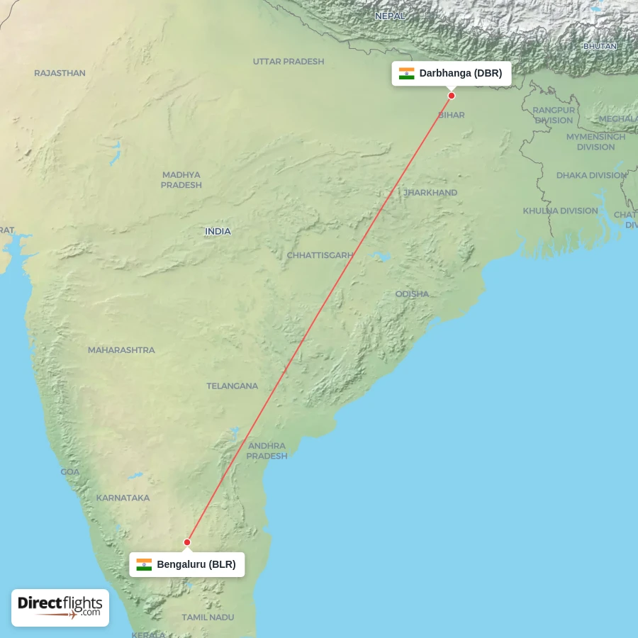 DBR - BLR route map