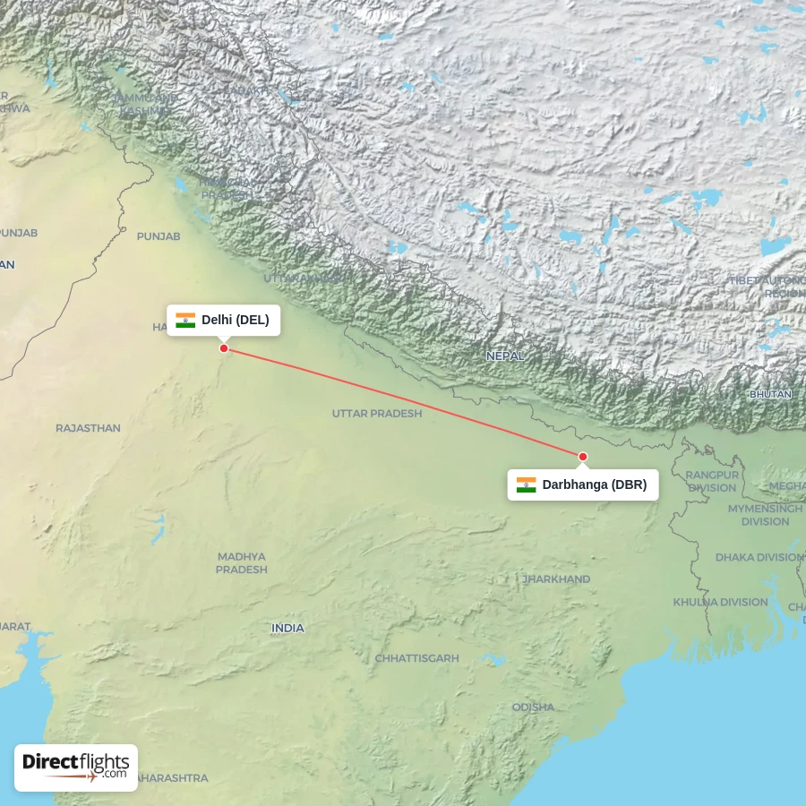 DBR - DEL route map