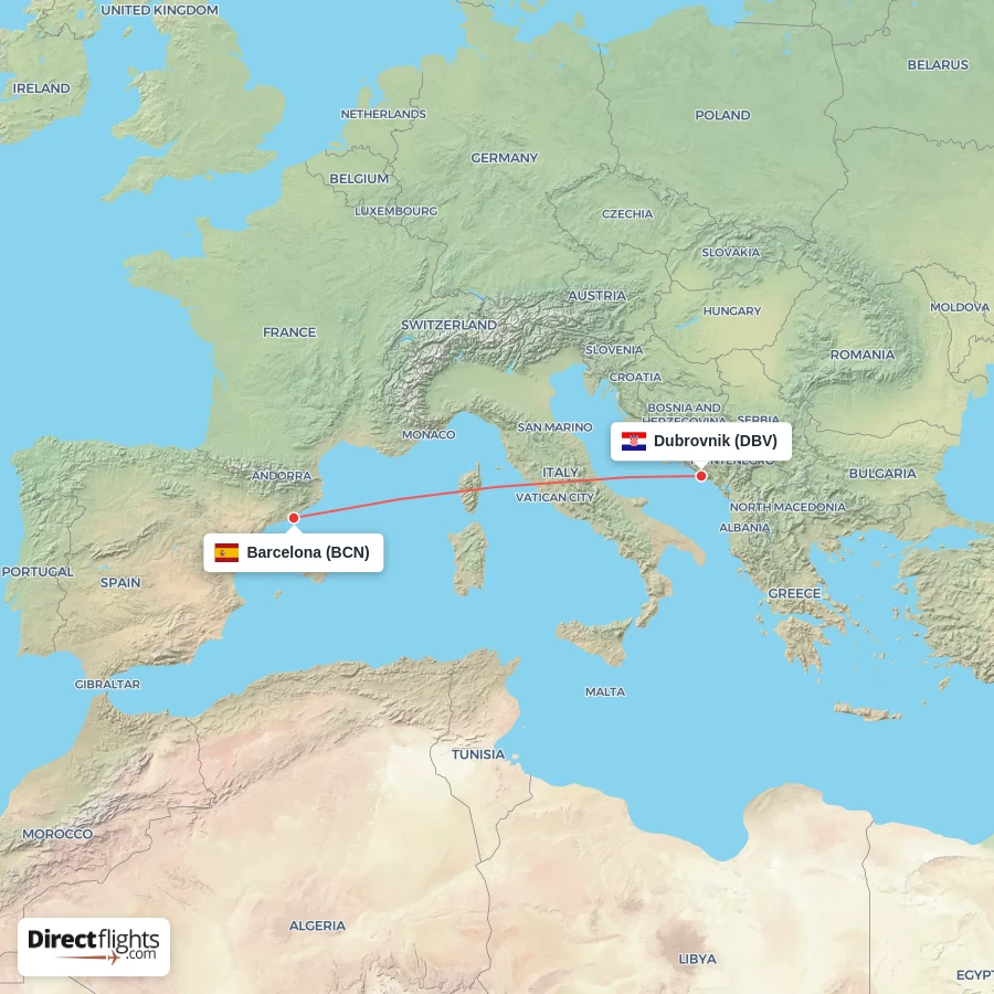 DBV - BCN route map