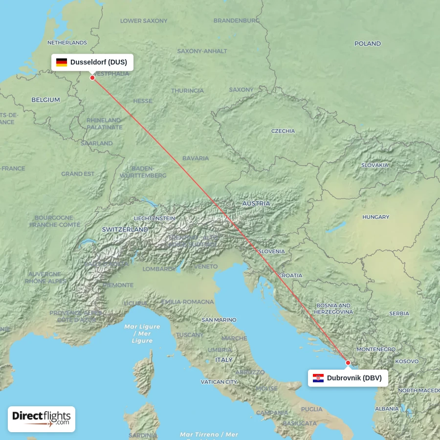 DBV - DUS route map