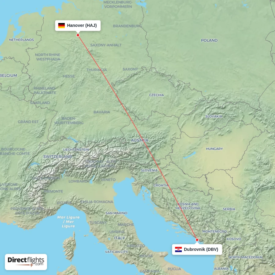 DBV - HAJ route map