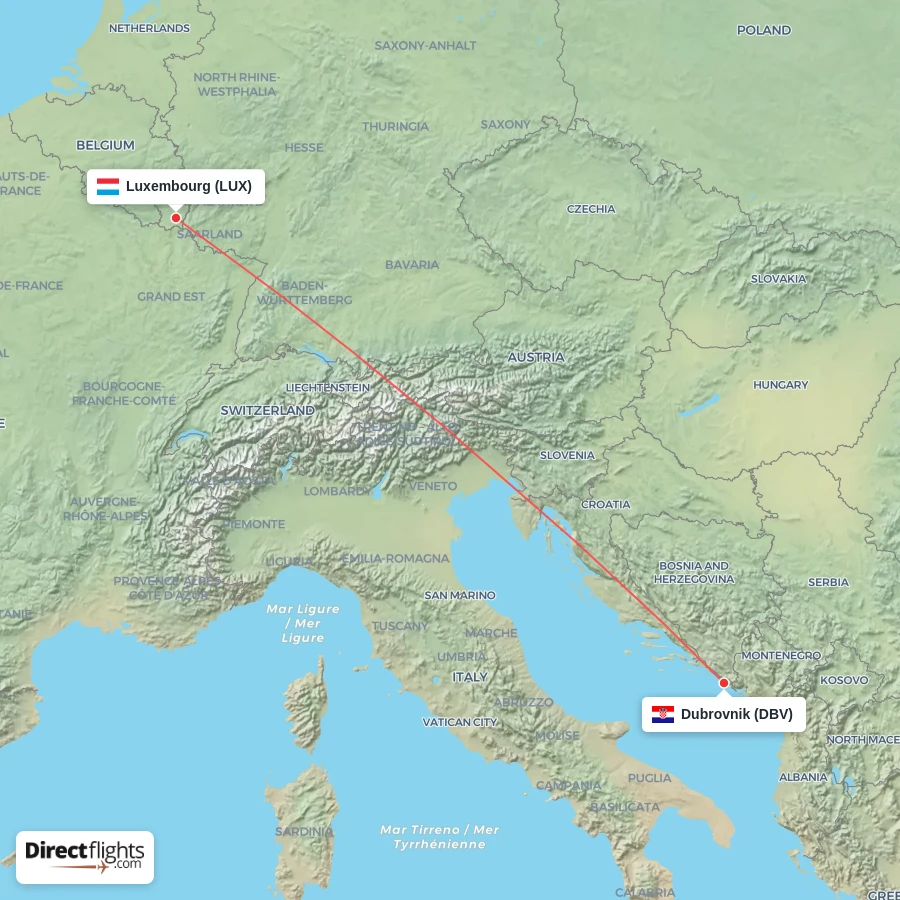 DBV - LUX route map