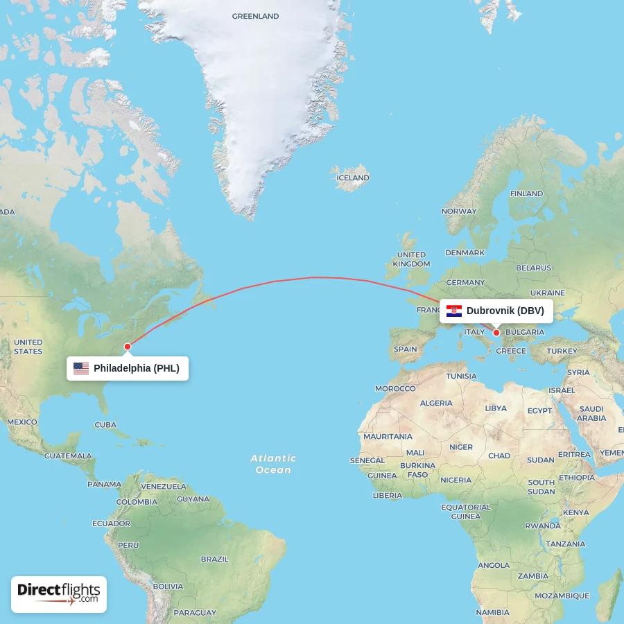 DBV - PHL route map
