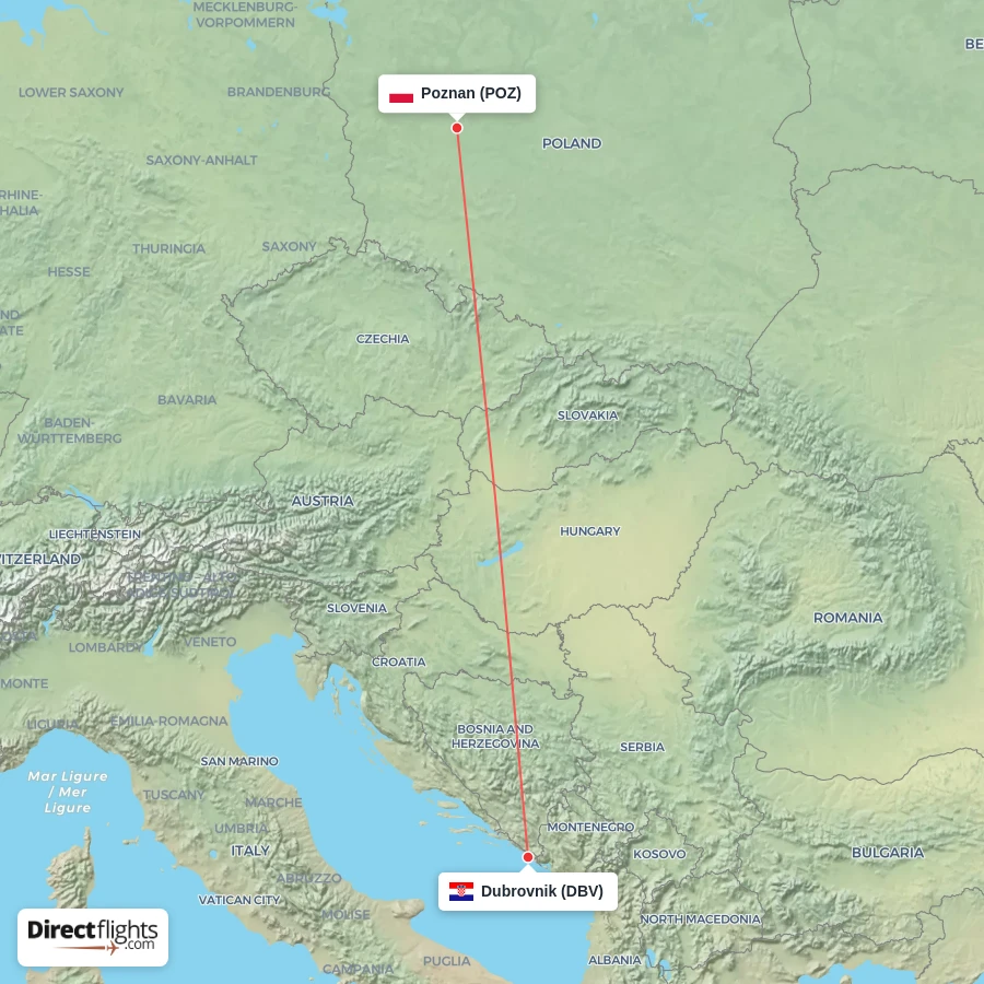 DBV - POZ route map