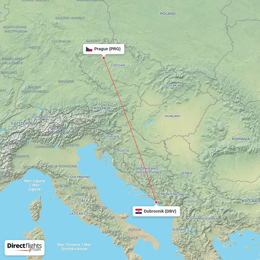 DBV - PRG route map