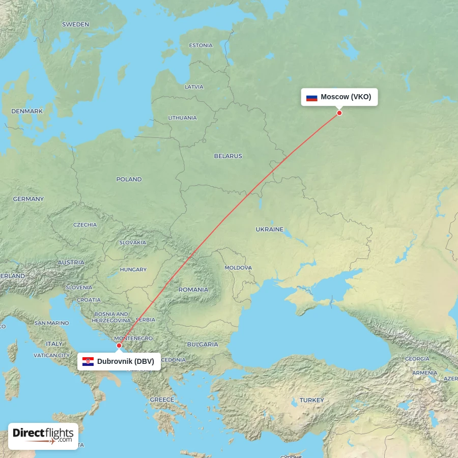 DBV - VKO route map