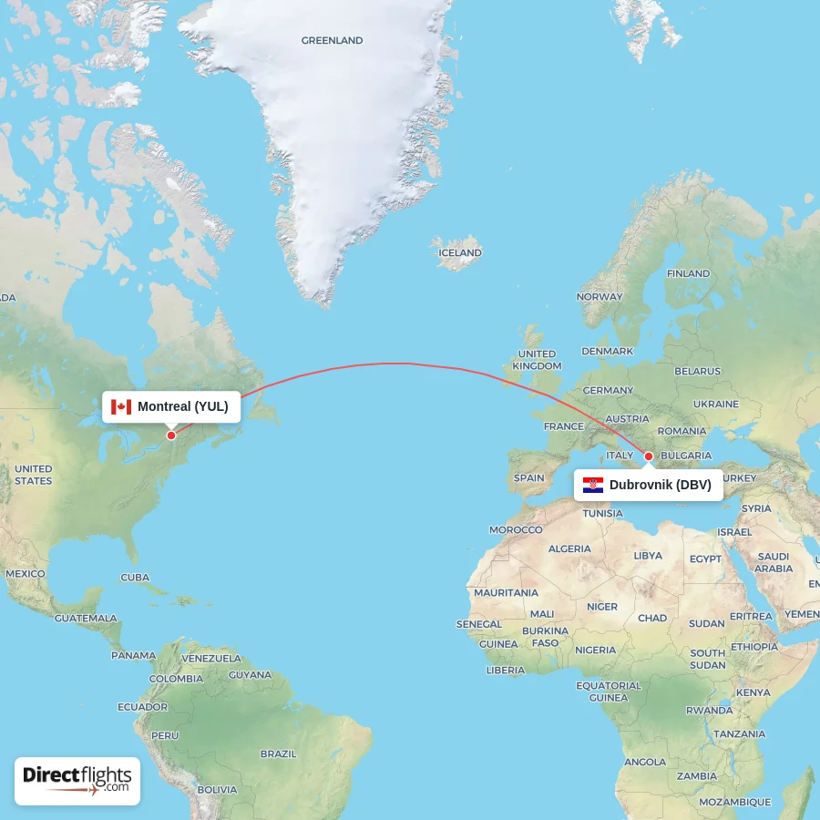 DBV - YUL route map