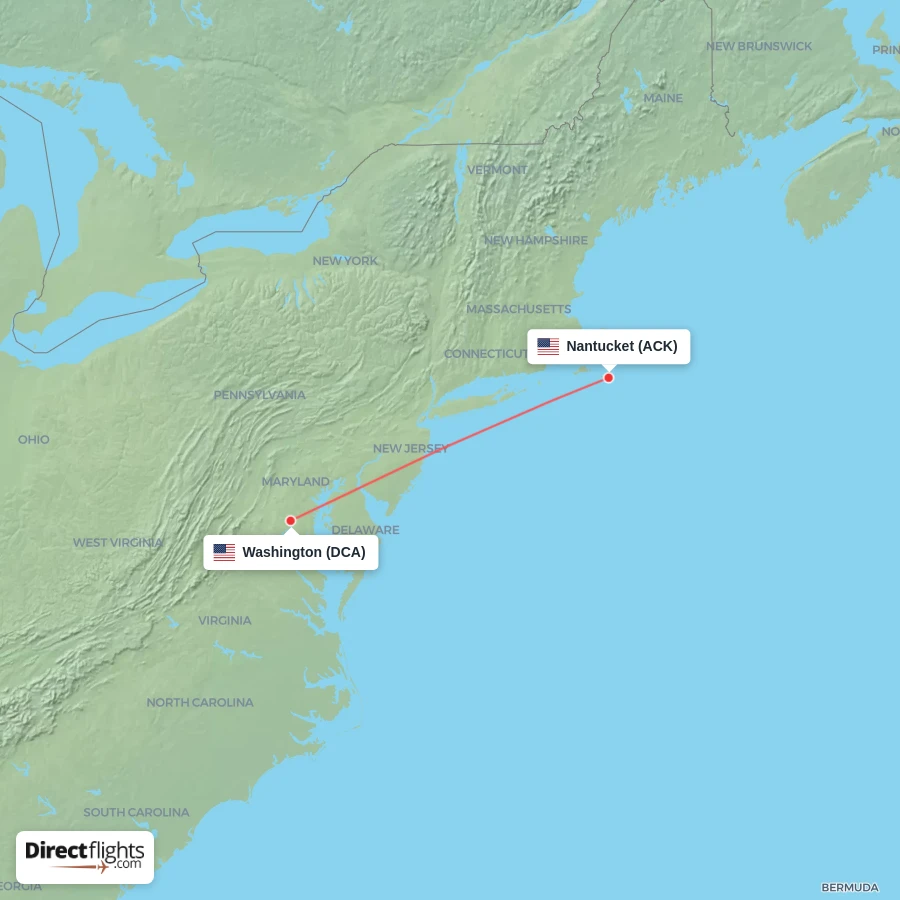 DCA - ACK route map