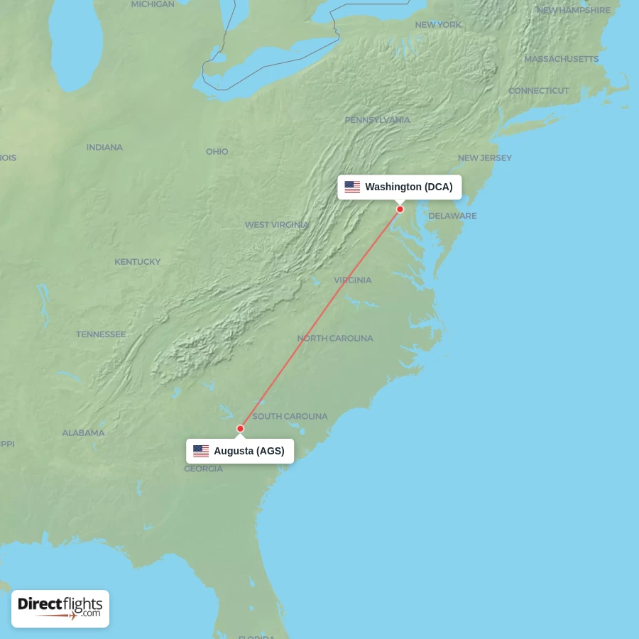 DCA - AGS route map