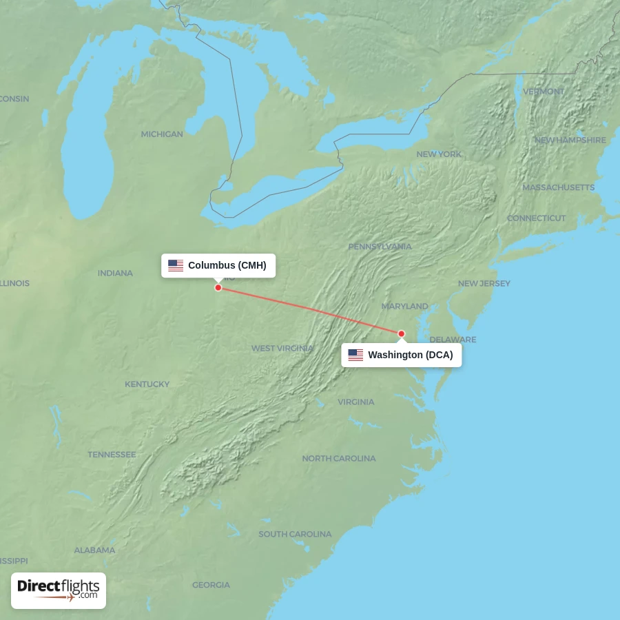 DCA - CMH route map