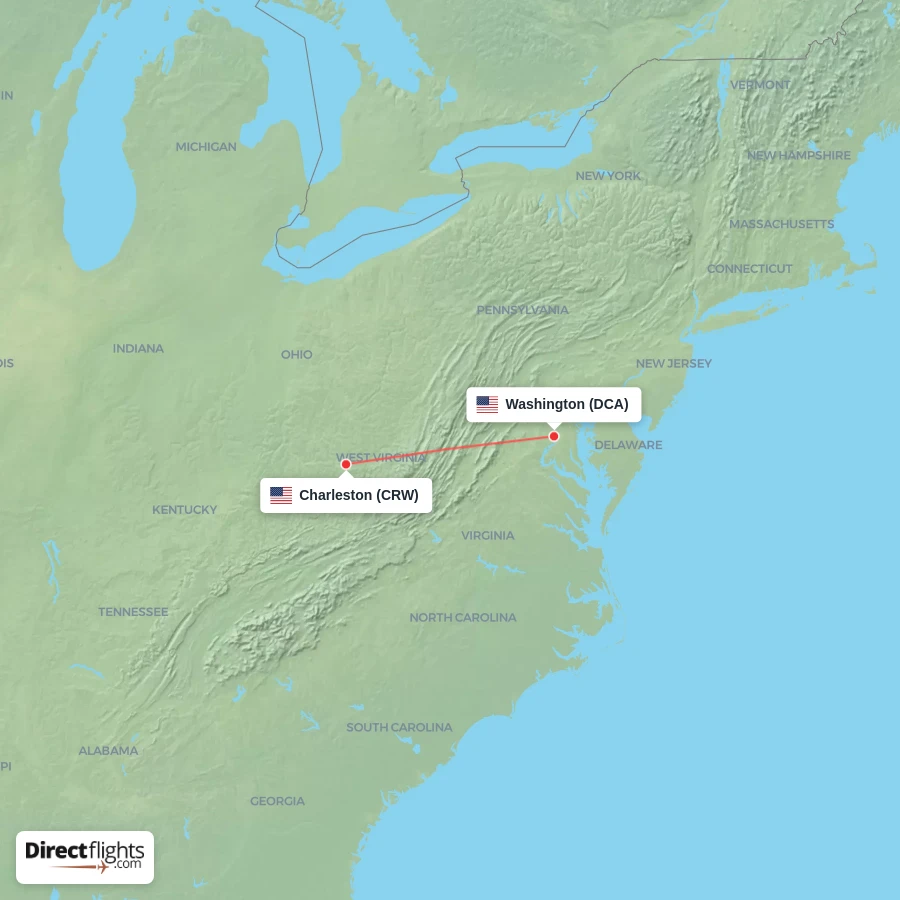 DCA - CRW route map