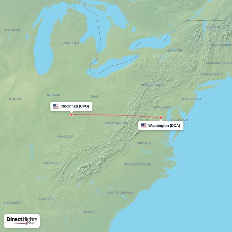 DCA - CVG route map