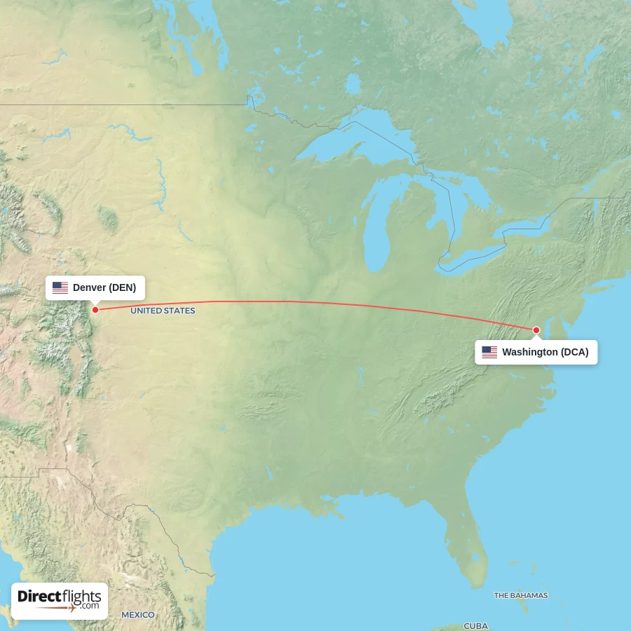DCA - DEN route map