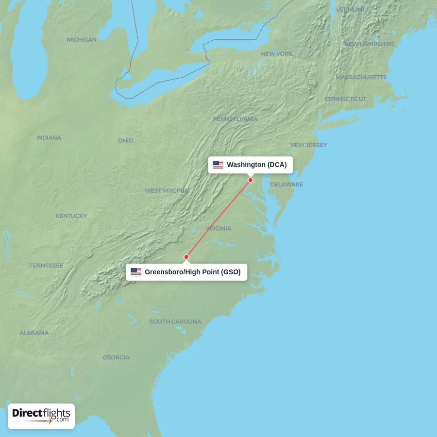 DCA - GSO route map