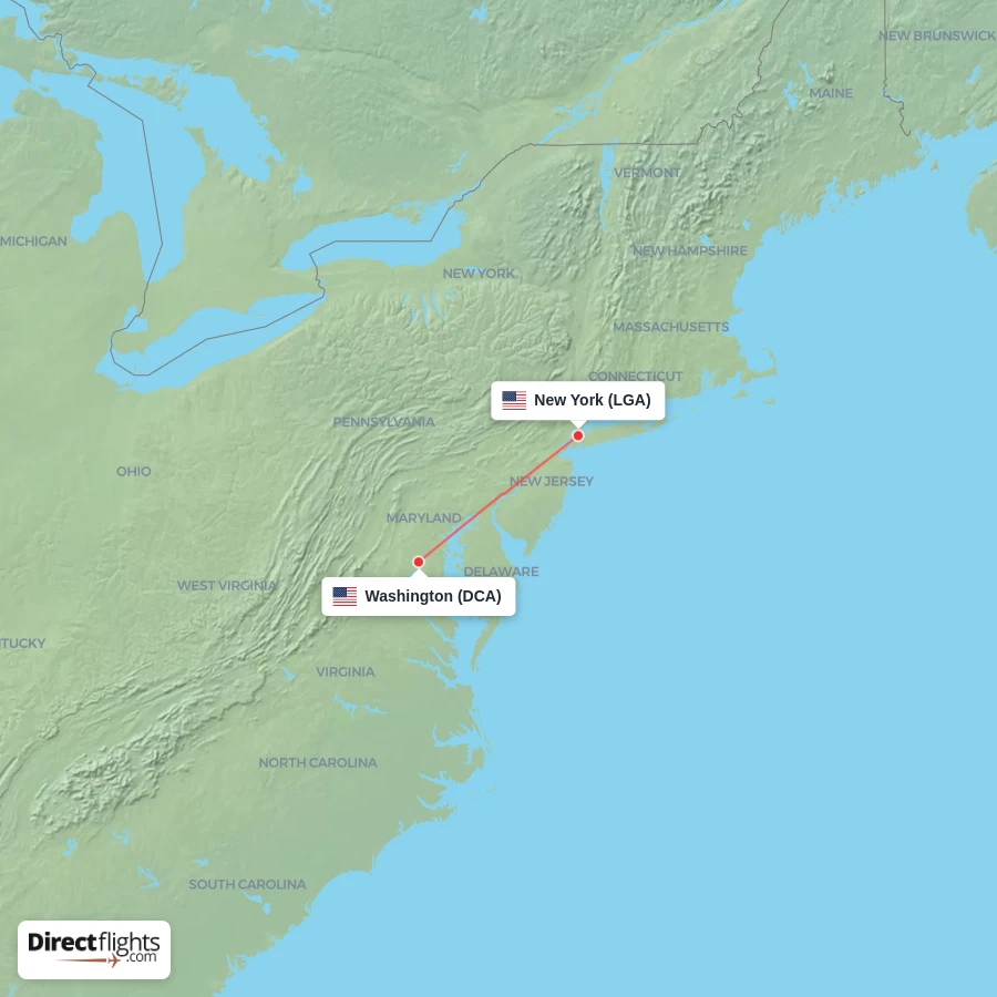 DCA - LGA route map