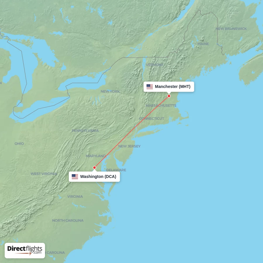 DCA - MHT route map