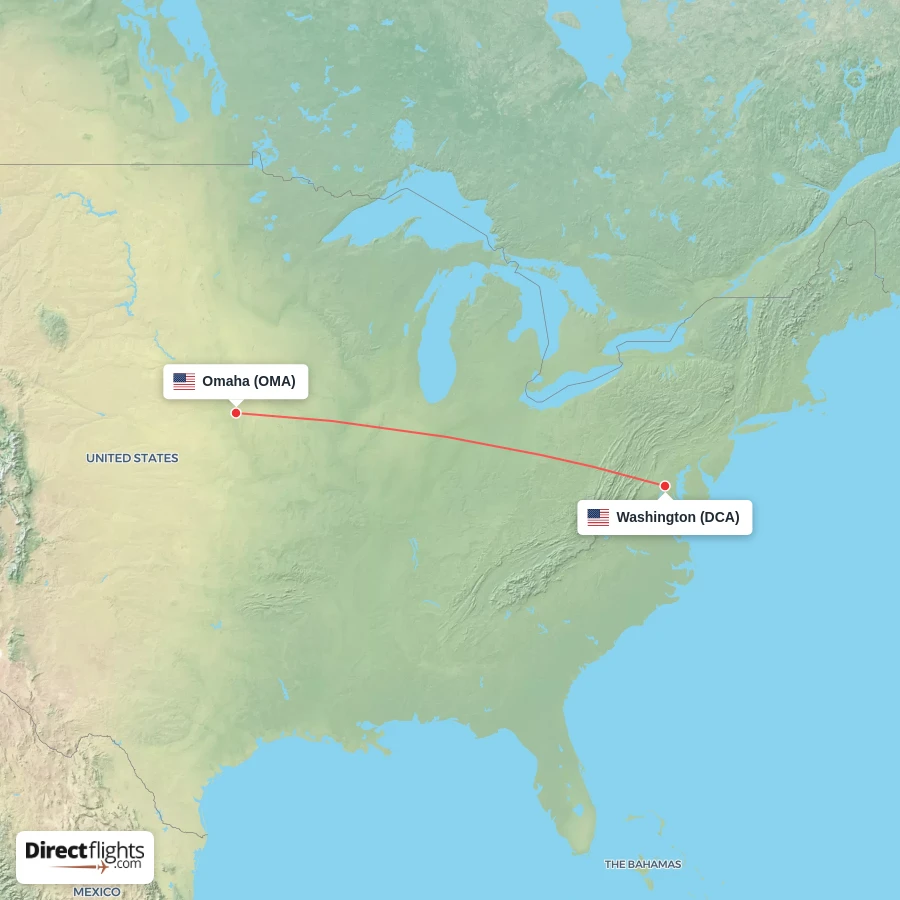 DCA - OMA route map