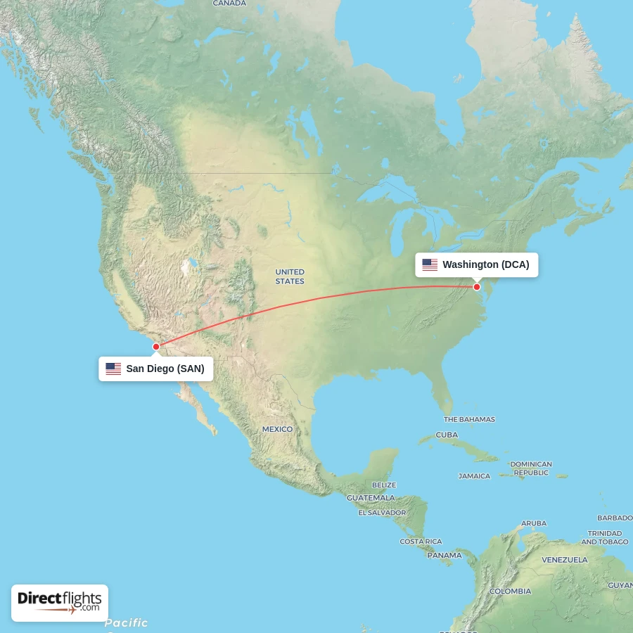 DCA - SAN route map