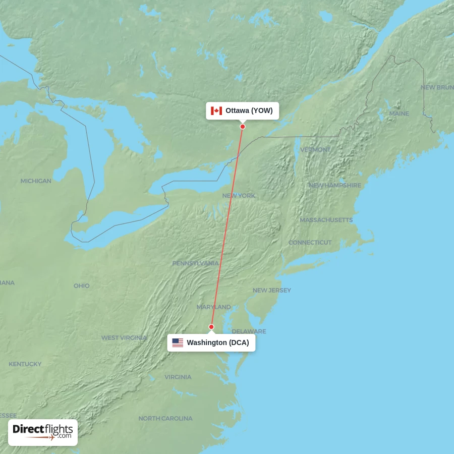 DCA - YOW route map