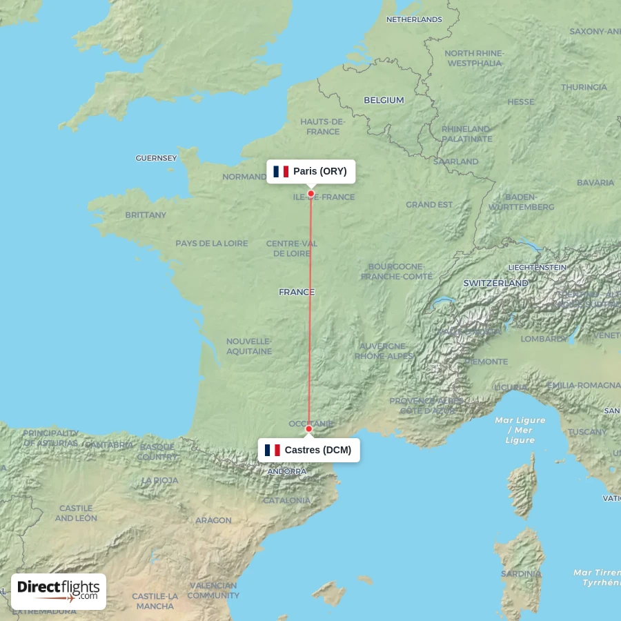 DCM - ORY route map