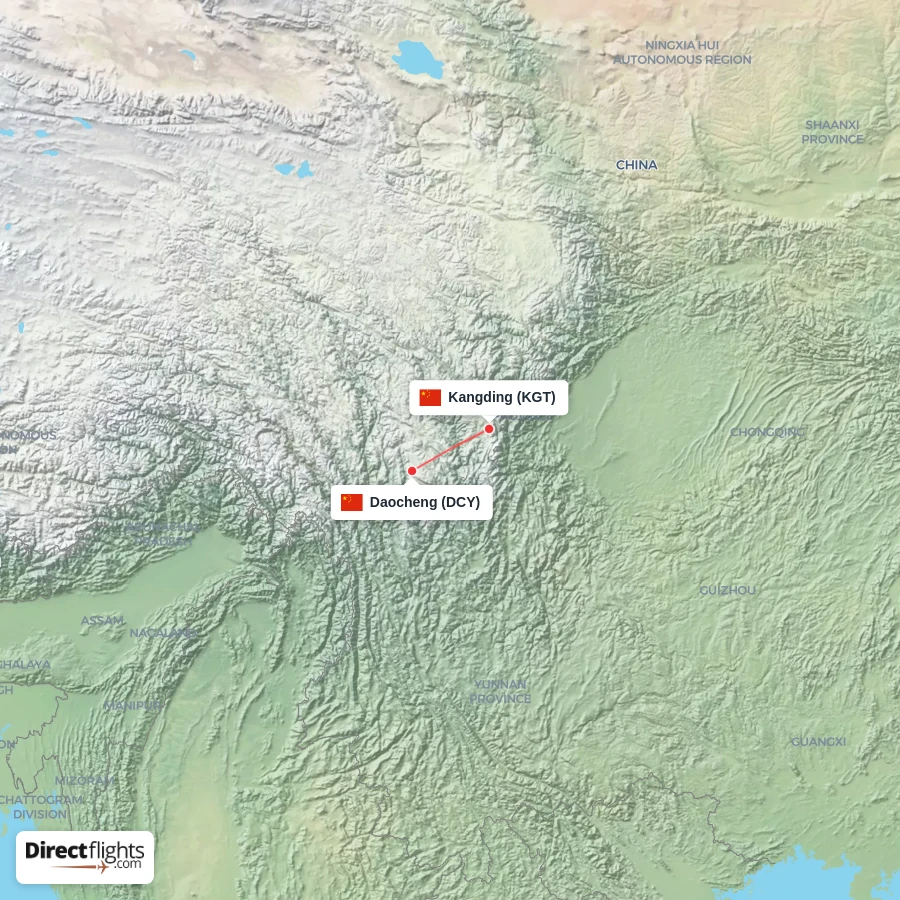 DCY - KGT route map