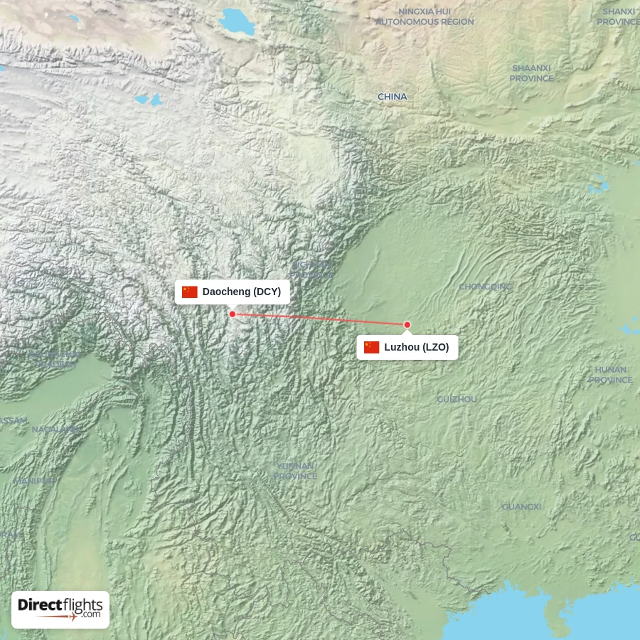 DCY - LZO route map