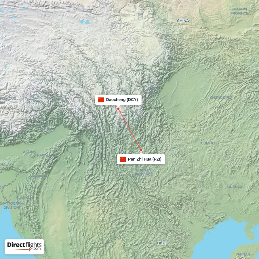 DCY - PZI route map